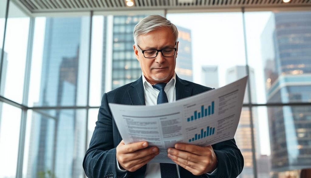 A bustling corporate office, with towering skyscrapers in the background, reflecting the dynamic growth of a thriving CPG business. In the foreground, a confident executive reviews a detailed insurance policy, surrounded by charts and graphs showcasing the company's expansion. Soft, directional lighting illuminates the scene, creating a sense of professionalism and security. The composition emphasizes the importance of comprehensive insurance coverage that scales seamlessly with the business, securing its future prosperity. The overall mood conveys a balance of success, stability, and foresight in managing the evolving risk landscape.
