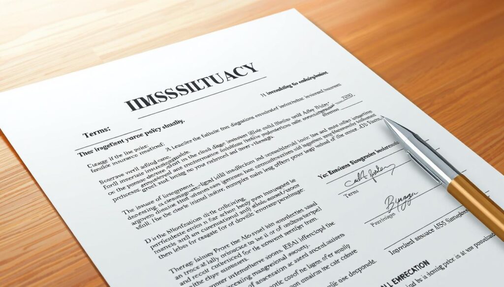 Generate an image of a business insurance policy document