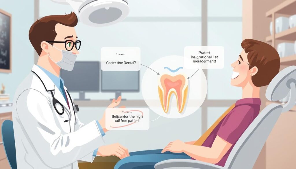Image of a dentist consulting with a patient about alternatives to root canal retreatment