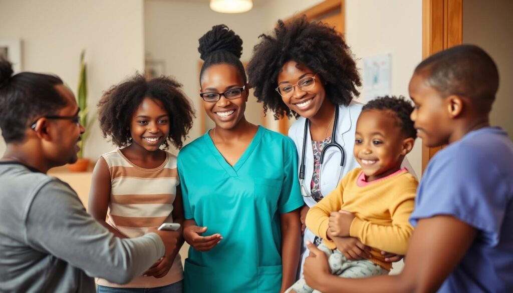Image of a family with a healthcare provider